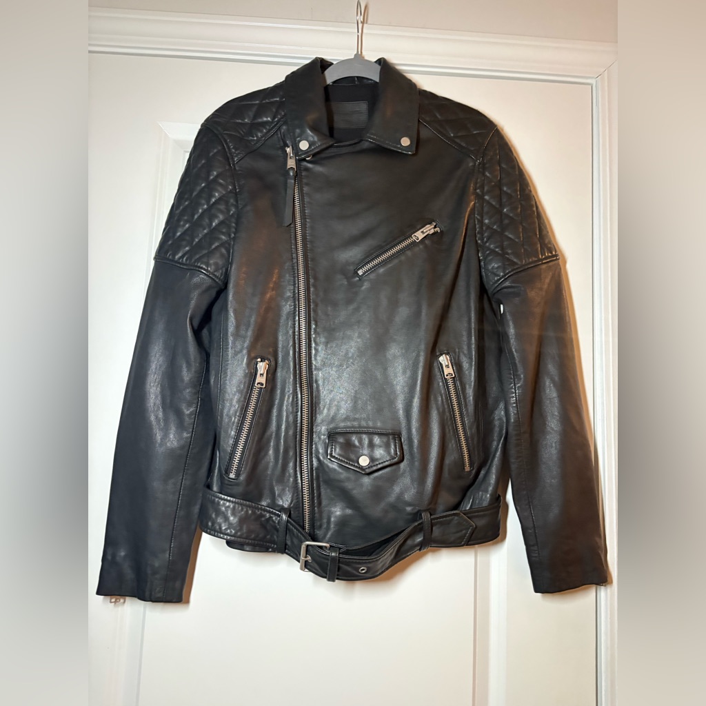 All Saints Boyson Biker Black Leather Jacket